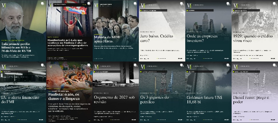 Publicações reais do Instagram Vantage Times, conforme captura enviada